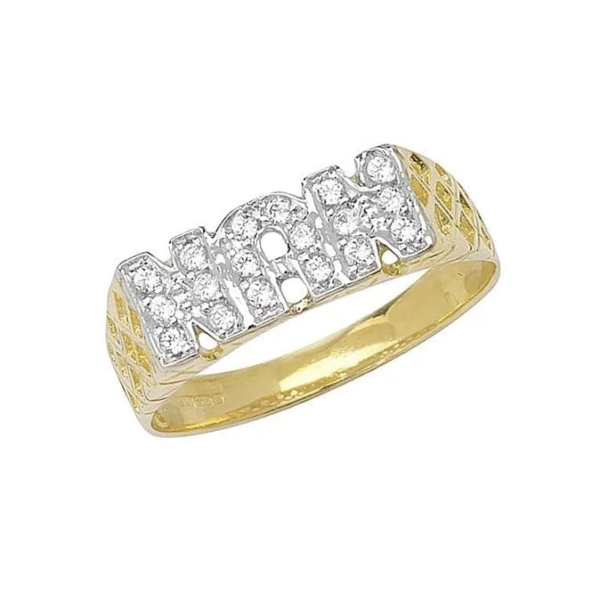 Fashion Rings with Initial Charms in Silver - Plated Metal for a Custom Accessory9ct Yellow Gold Ladies Bskt Sides Nan Zirconia Ring RN164