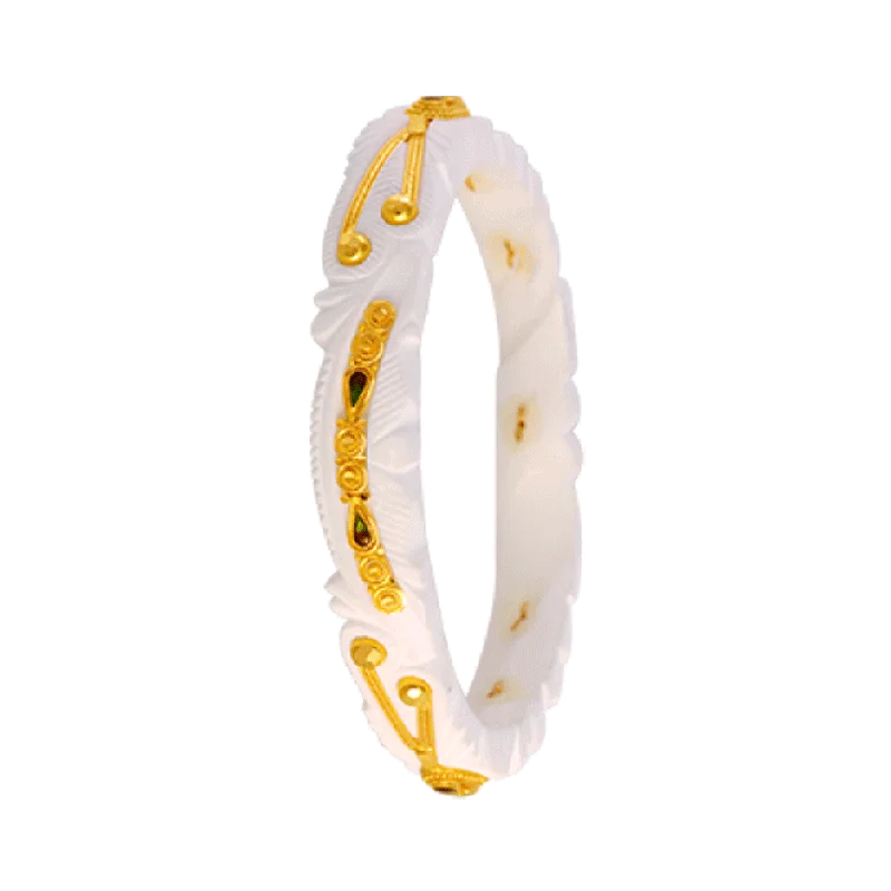 Cluster - Style Women's Diamond Rings with Multiple Small Diamonds Arranged in a Stunning Pattern22KT Yellow Gold Sankha Bangle For Women