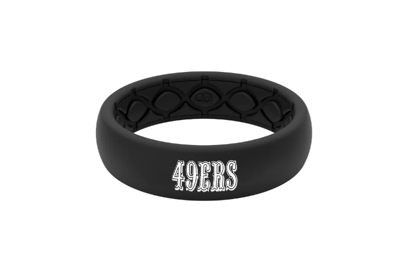 Adjustable Ring Sizes for Women's Rings in Stainless SteelNFL San Francisco 49ers Black Thin Ring