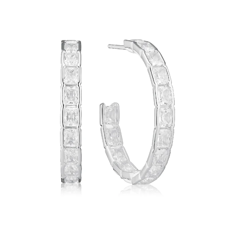 Gold hoop earringsRoccanova Circolo Grande Silver Hoops w. Zirconias