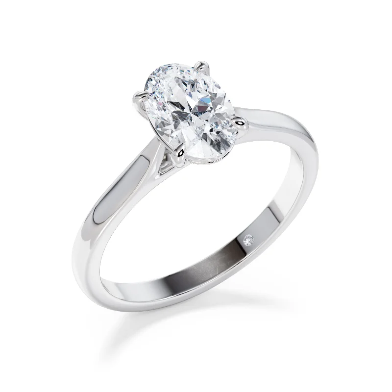 Solitaire diamond engagement ring with a platinum setting for a classic and elegant lookCarnaby