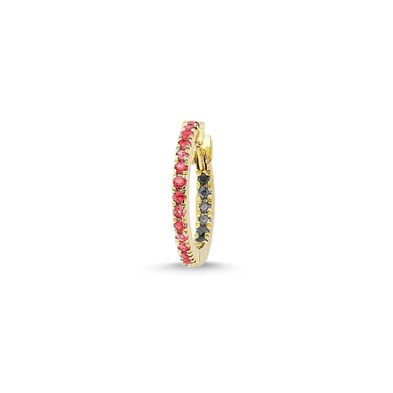 Large hoop earringsClaire Huggie - Single 18K Gold Hoop w. Diamonds & Rubies