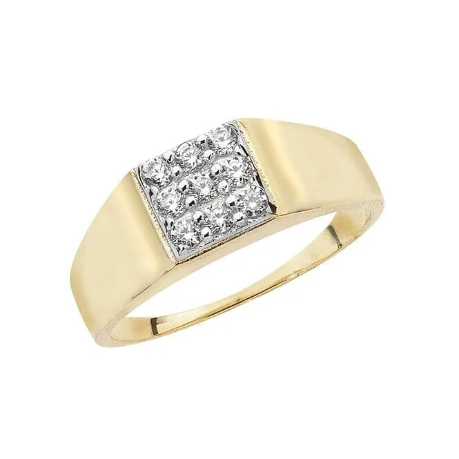 Statement - Making Fashion Rings in Gold - Plated Brass with Oversized Cubic Zirconia Stones9ct Yellow Gold Babies Square Zirconia Ring RN723