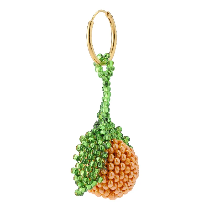 Hypoallergenic hoop earringsMandarina Earring Gold Plated, Orange and Green Beads