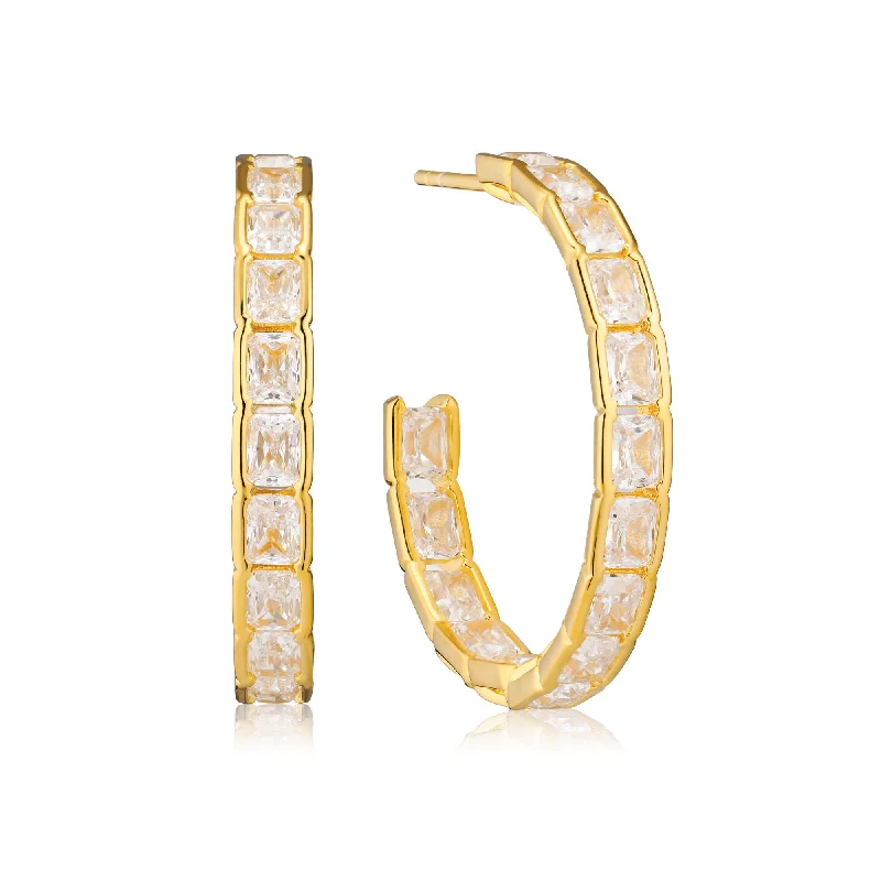 Hoop earrings for womenRoccanova Circolo Grande 18K Gold Plated Hoops w. Zirconias