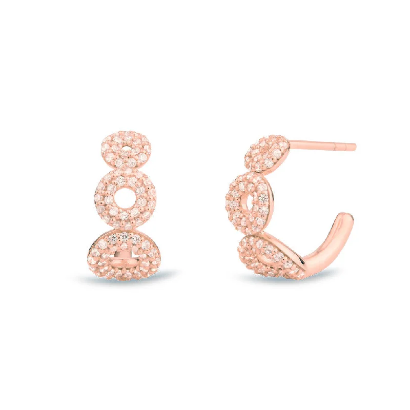 Huggie hoop earringsMatiné 18K Rosegold Hoops w. 144 Diamonds