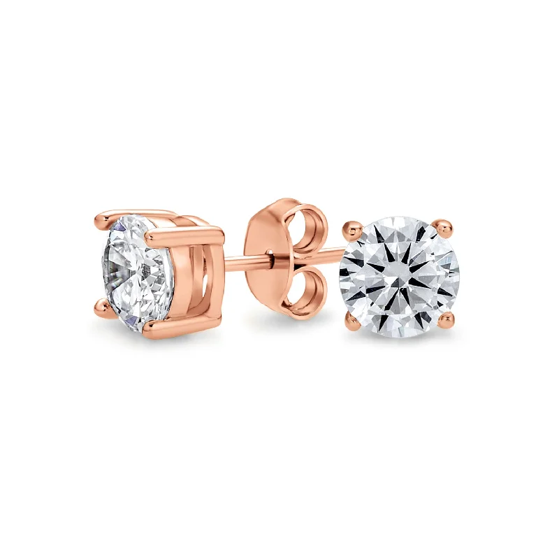 Kids' Plastic Animal - Shaped Stud Earrings in Bright Colors for a Fun and Safe AccessoryRound Brilliant Cut Solitaire .75CT CZ Stud Earrings Rose Gold Sterling Silver