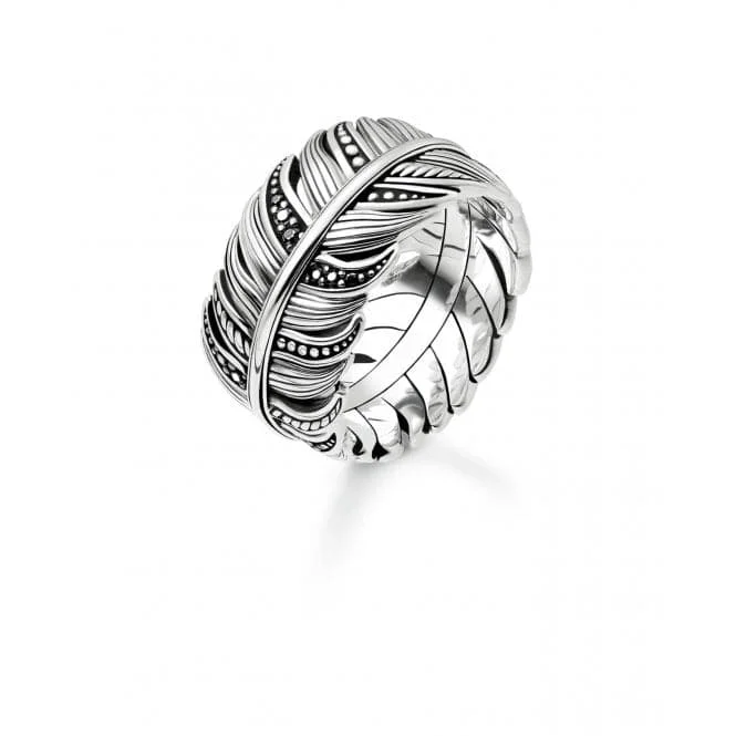 Fashion Rings with Initial Charms in Silver - Plated Metal for a Custom AccessoryThomas Sabo Feather Pavé Unisex Ring TR2159-643-11