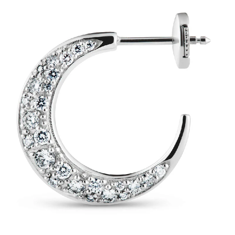 Hypoallergenic hoop earringsMedium Single Pave 18K White Gold Hoop w. Diamonds