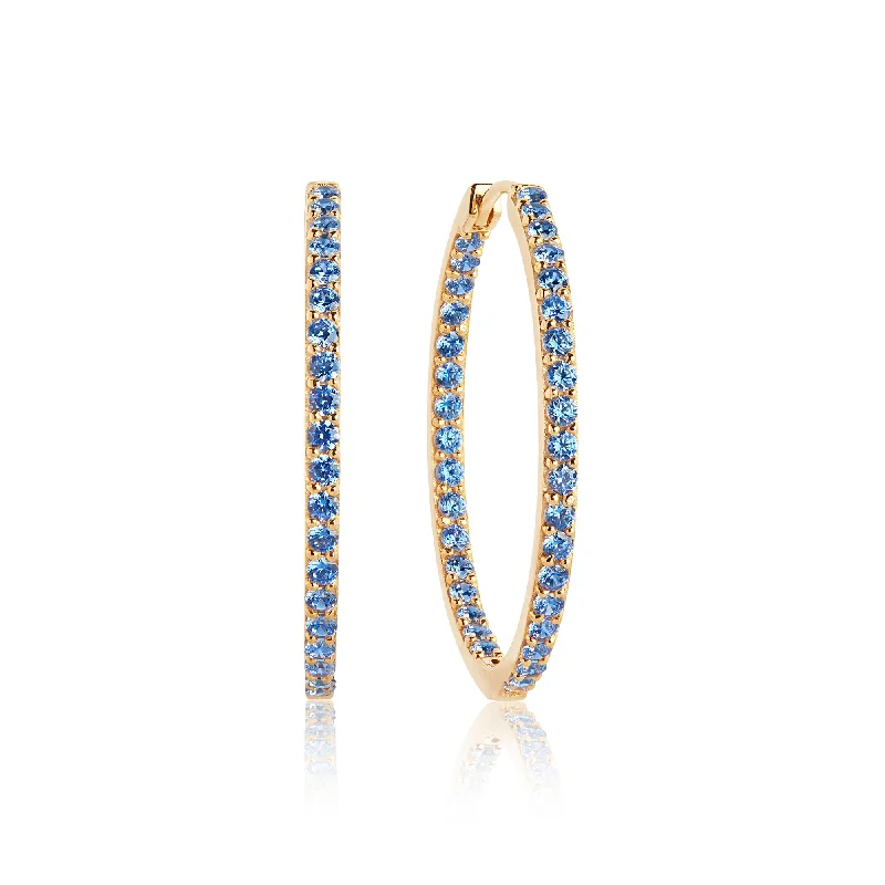 Hoop earrings for womenValiano Gold Plated Hoops w. Blue Zirconias