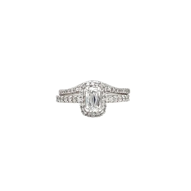 Princess - Cut Women's Diamond Rings in White Gold with a High - Clarity Diamond for a Modern Look1.35ct Emerald-Cut Diamond with Pave Diamonds D/E VS1 Platinum Fancy Ring