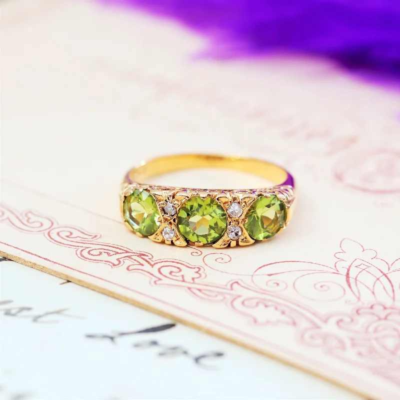 Stackable Gemstone Rings for Women in Amethyst, Sapphire, and EmeraldVintage 18ct Gold Peridot & Diamond Ring