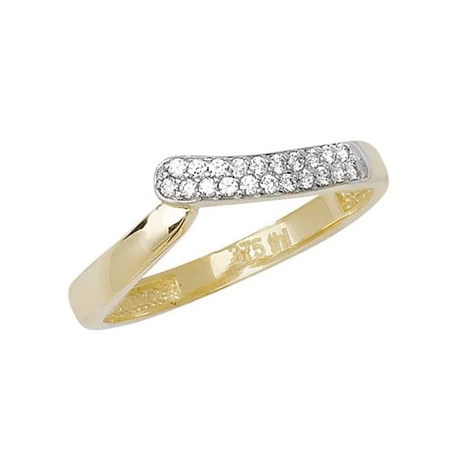 Open - Band Fashion Rings in Sterling Silver with Gemstone Inlays9ct Yellow Gold Ladies Zirconia Ring RN680