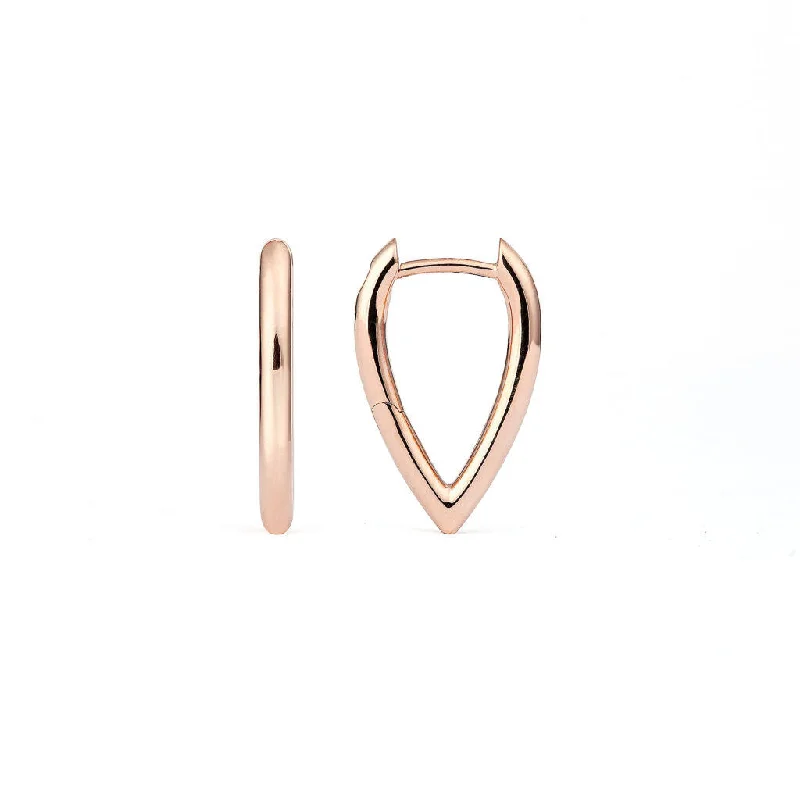 Everyday hoop earringsDrop Link Mini Plain (18 mm) 18K Rosegold Hoops