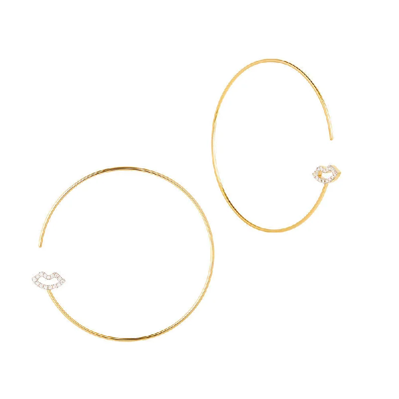 Lightweight hoop earringsModern Words Fine Crush 18K Gold Hoops w. Diamond