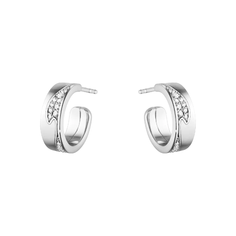 Lightweight hoop earringsFusion 18K White Gold Hoops w. Diamonds 0.18 ct