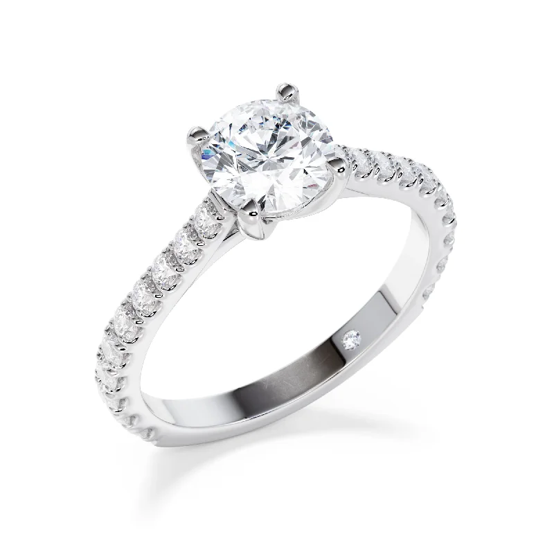 Princess - cut diamond engagement ring with a pavé - set band in platinumBarnsbury (Micro)