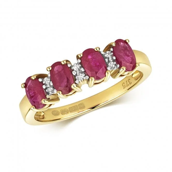 Beaded Fashion Rings in Natural Stones and Cotton Cord for a Handmade AestheticDiamond & 4 Oval Ruby Ring RD258R