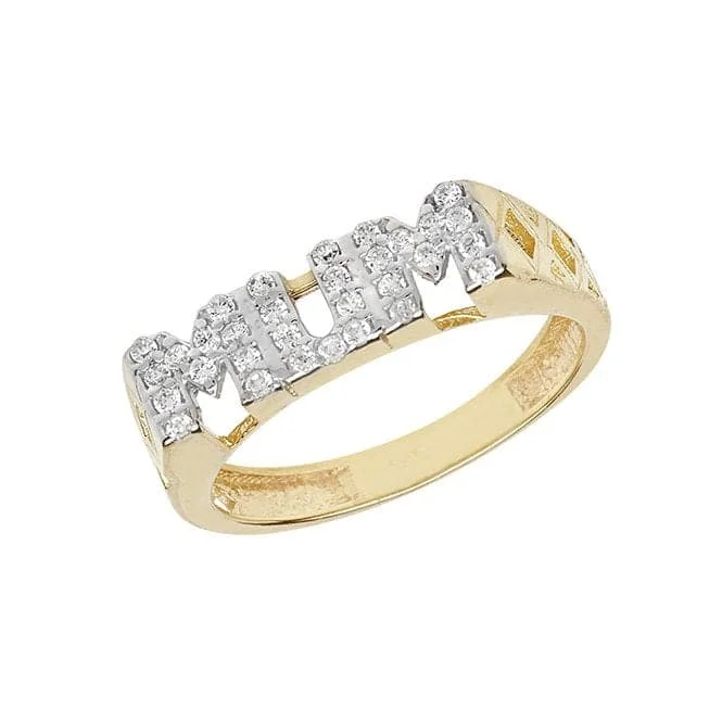 Textured Fashion Rings in Pewter with Hammered and Embossed Surfaces9ct Yellow Gold Ladies Bskt Sides Mum Zirconia Ring RN194CZ