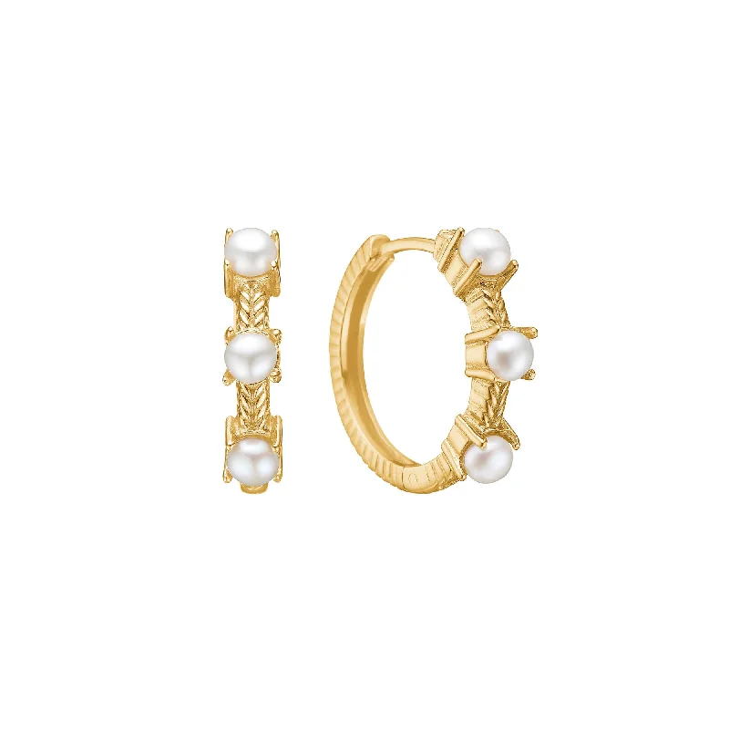 Oval hoop earringsReef 18K Gold Plated Large Hoops w. Pearl