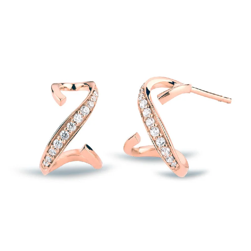 Silver hoop earringsSitana 18K Rosegold Hoops w. 22 Diamonds