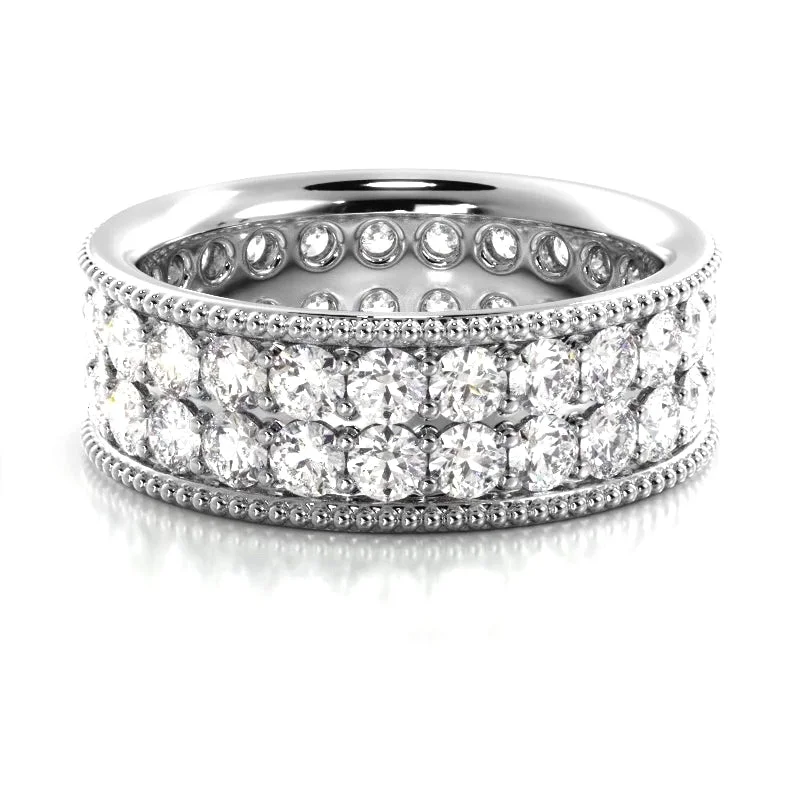 Tennis - Style Women's Diamond Rings with a Continuous Row of Diamonds for a Classic and Versatile Look2.50 ct. Round Diamond Milgrain Accent Wedding Band