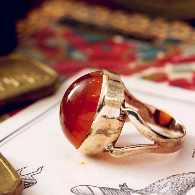 Minimalist Women's Rings with a Single Pearl in 14K Gold - Plated BandsVintage 9ct Gold Carnelian Ring