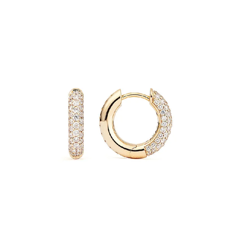 Huggie hoop earringsAbsolute Small (Tight) 18K Gold Hoops w. Diamonds