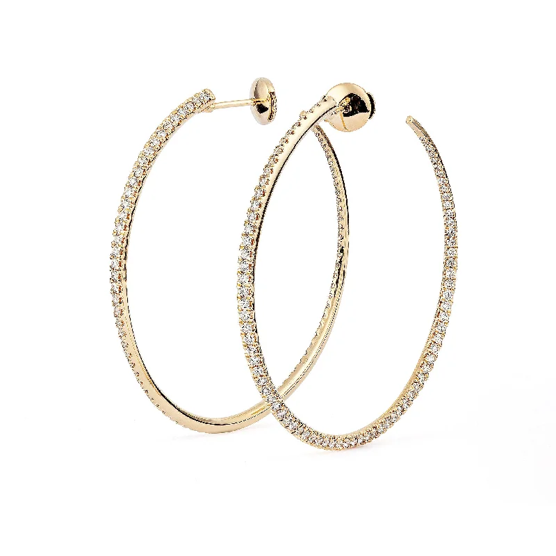 Beaded hoop earringsTwisted 45 mm 18K Gold Creoles w. Diamonds