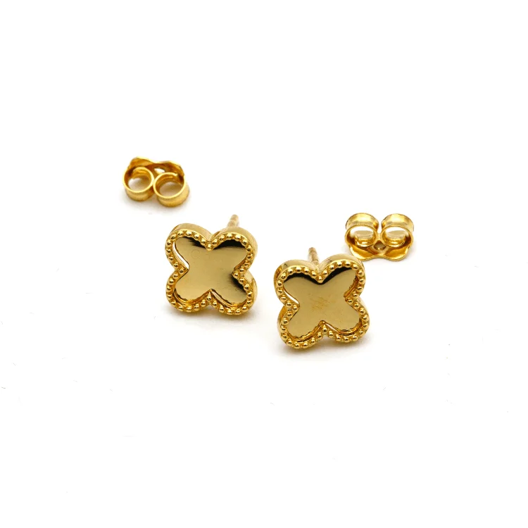 Hypoallergenic Sterling Silver Star - Studded Stud Earrings for Sensitive EarsReal Gold Mirror Clover Stud Earring Set - Model GZJVN3050 E1920