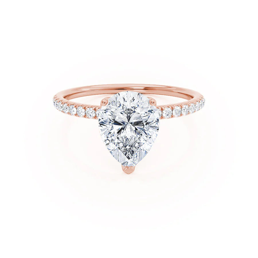 Marquise - cut diamond engagement ring with a split - shank band in platinumMACY - Pear Lab Diamond 18k Rose Gold Petite Solitaire