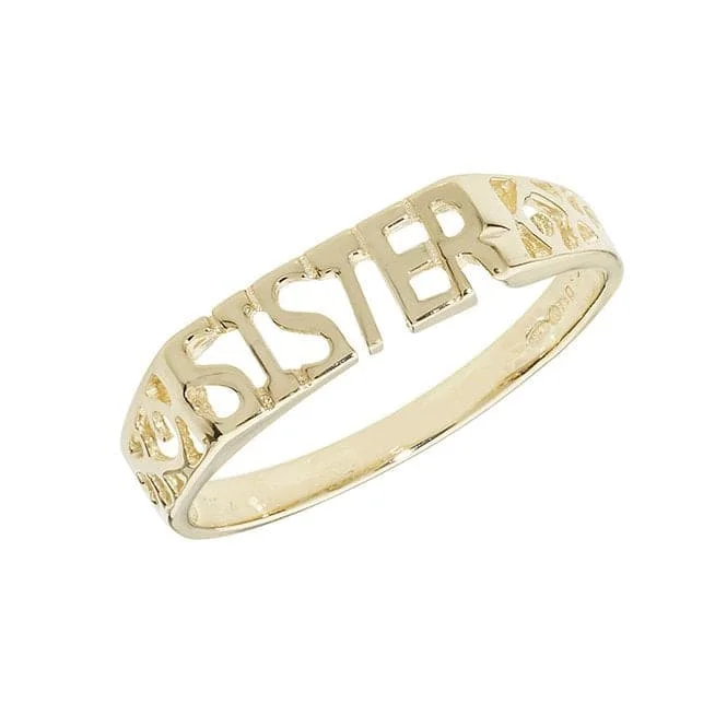 Bangle - Style Fashion Rings in Rose - Gold - Plated Aluminum with Etched Patterns9ct Yellow Gold Ladies Scroll Sides Sister Ring RN209