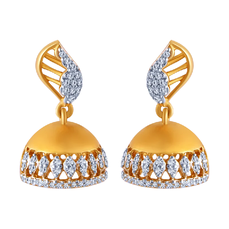 Women's Solitaire Diamond Rings with Round - Cut Diamonds and Platinum Settings for an Elegant Engagement18k Jhumka Style Earring With A Leaf Shape Detail