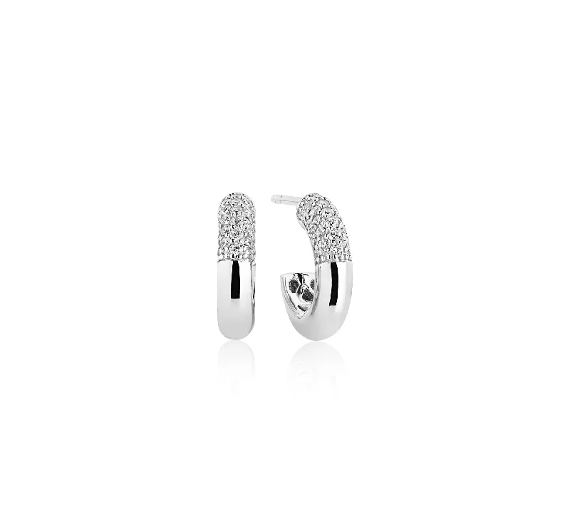 Everyday hoop earringsCannara Piccolo Silver Hoops w. White Zirconias