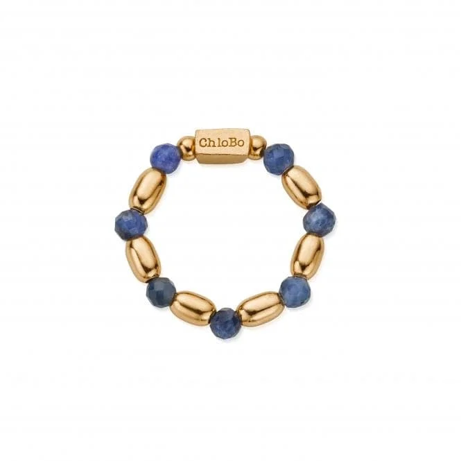 Stackable Fashion Rings in Rose - Gold Tone with Delicate Floral EngravingsGold Mini Rice Sodalite Ring