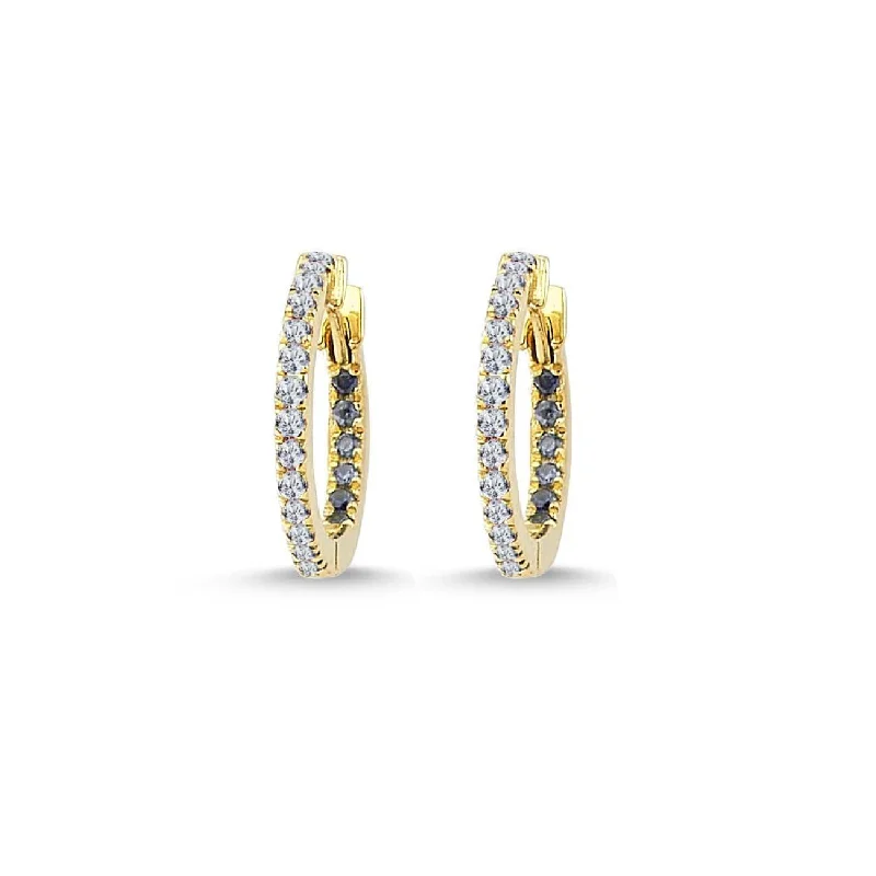 Silver hoop earringsClaire Huggies 14K Gold Hoops w. Diamonds & Sapphire