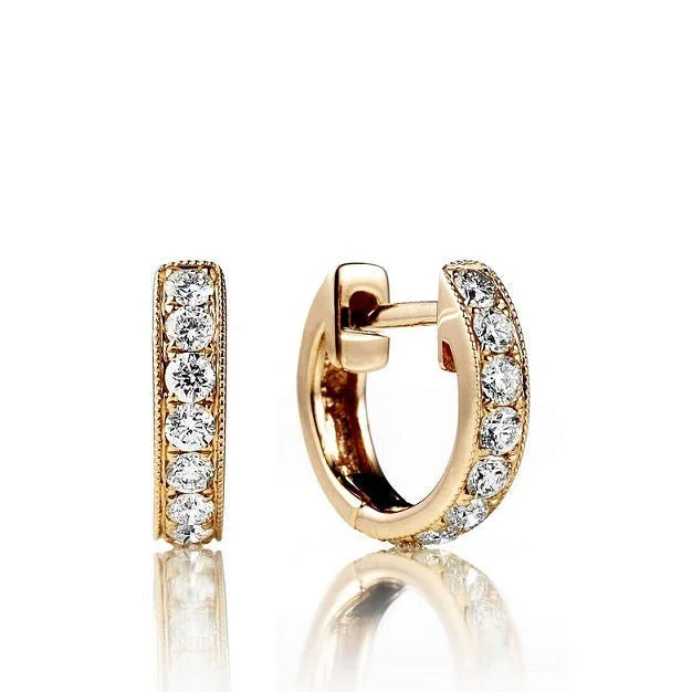 Hypoallergenic hoop earringsParallel Small 18K Gold, Rosegold or Whitegold Hoops w. Diamonds