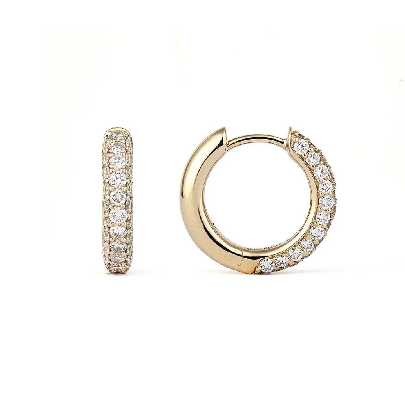 Small hoop earringsClassic Pavé 15 mm 18K Gold Hoops w. Diamonds