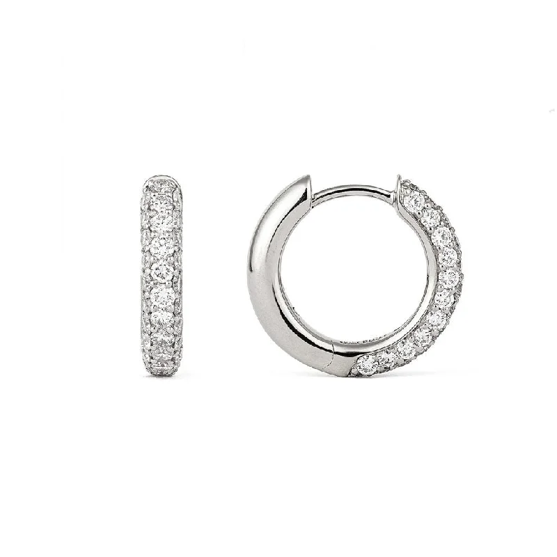 Hoop earrings for womenClassic Pavé 15 mm 18K Whitegold Hoops w. Diamonds