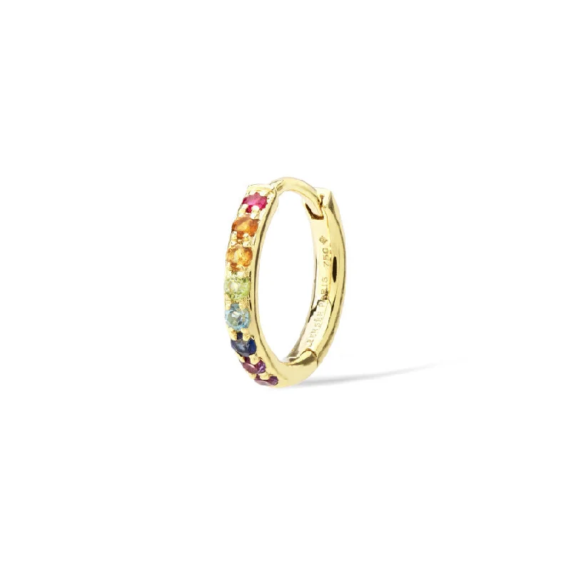 Minimalist hoop earringsMulticolor Piercing 18K Gold Hoop w. Diamonds