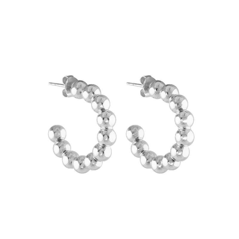 Trendy hoop earringsBubble Silver Hoops