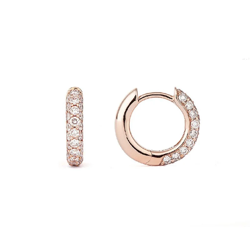 Everyday hoop earringsClassic Pavé 13 mm 18K Rosegold Hoops w. Diamonds