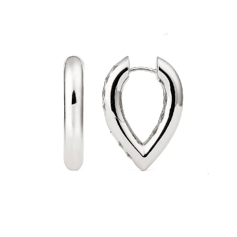 Huggie hoop earringsDrop Link Medium Plain (25 mm) 18K Whitegold Hoops