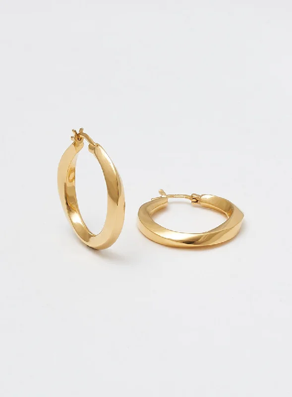 Beaded hoop earringsMedium Swirl 14K Gold Plated Hoops