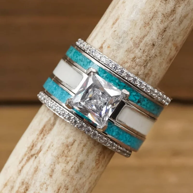 Women's Rings with Hidden Compartments for Secret KeepsakesThe Grand Acadia Ultimate Bridal Stack