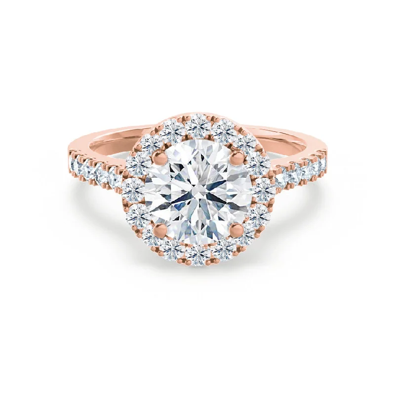 Asscher - cut diamond engagement ring with a pavé - set eternity band in platinumCECILY - Round Lab Diamond 18k Rose Gold Shoulder Set Ring