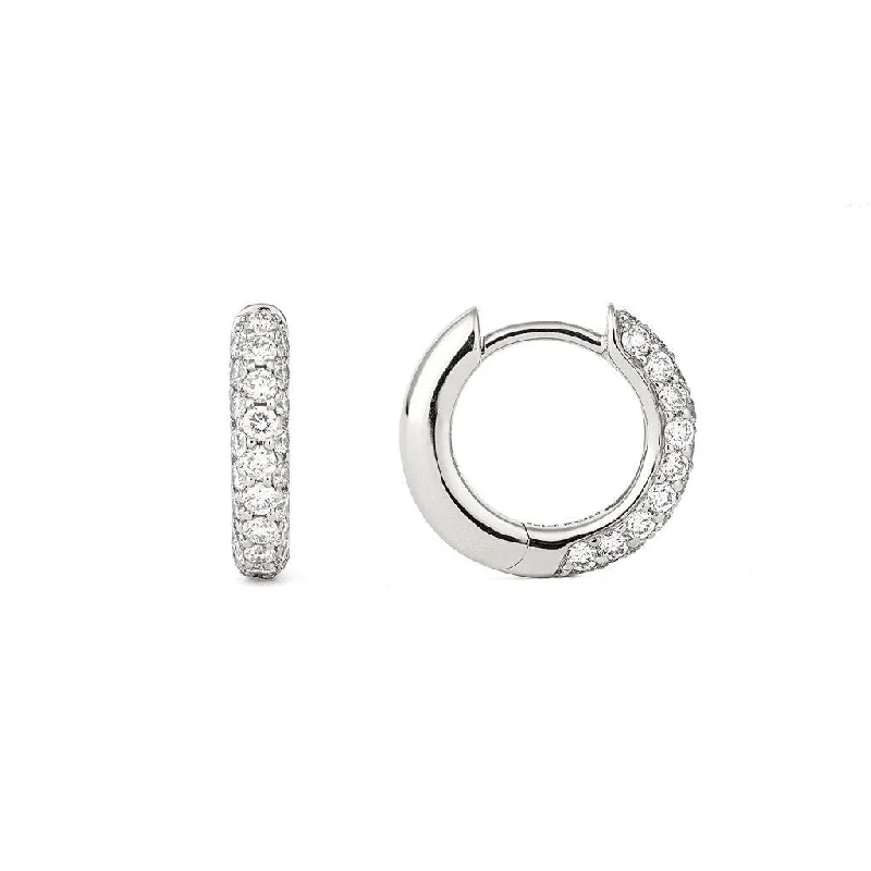 Trendy hoop earringsClassic Pavé 13 mm 18K Whitegold Hoops w. Diamonds