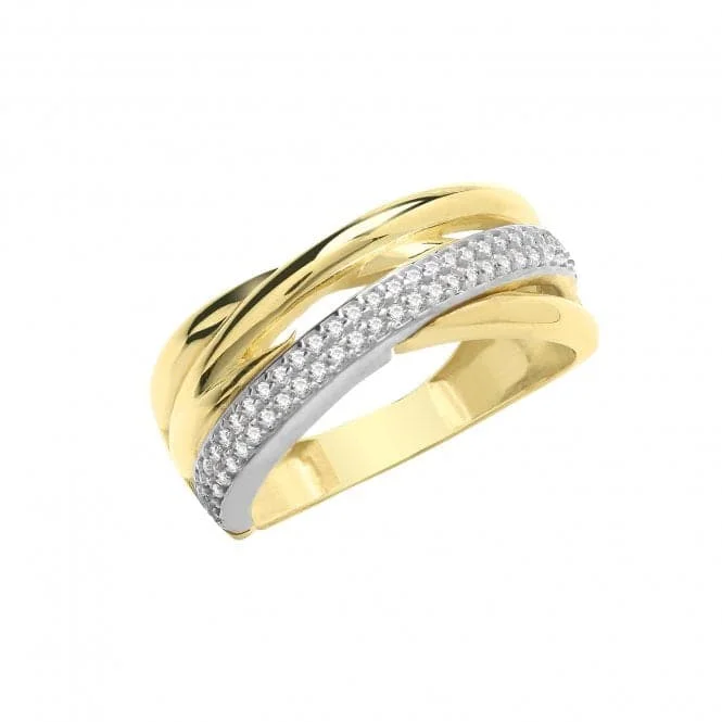 Geometric - Shaped Fashion Rings in Titanium with Iridescent Inlays9ct Yellow Gold Zirconia Crossover Et Ring RN944