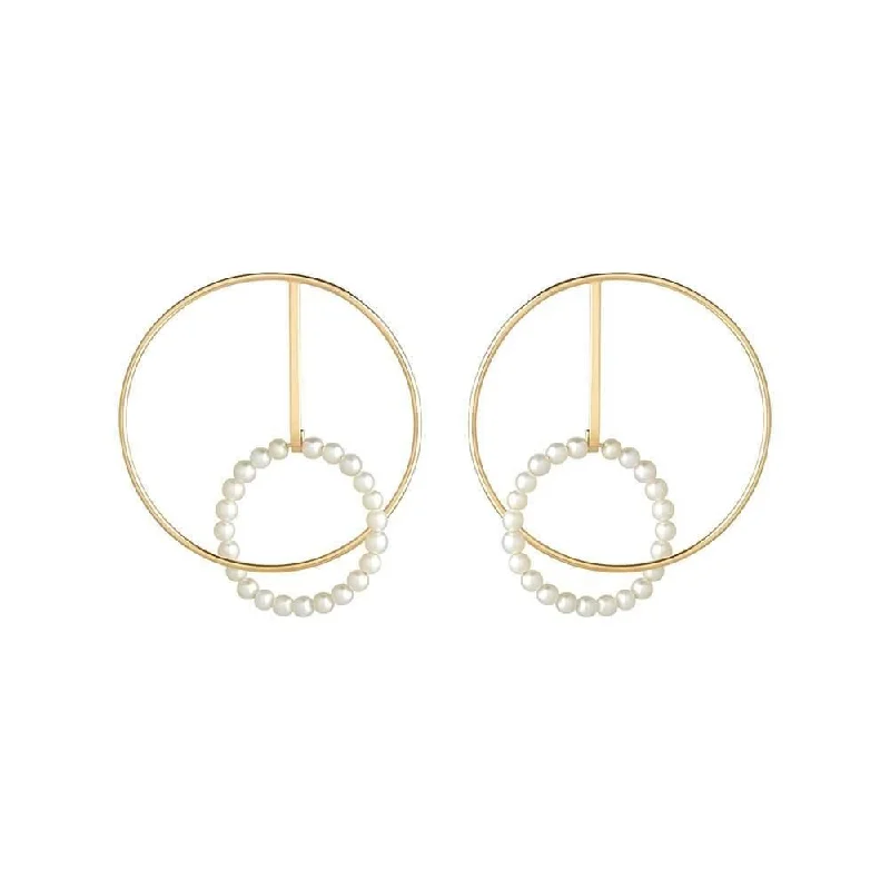 Gold hoop earringsAstra Lunar 18K Gold Hoops w. Pearl