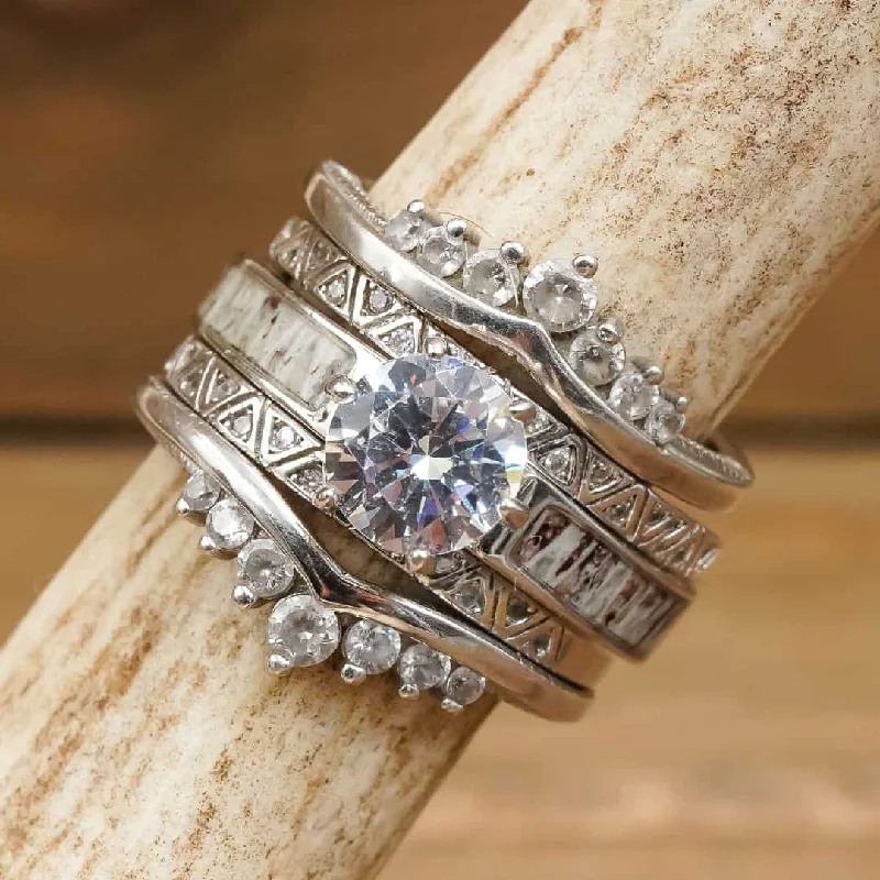 Interlocking Band Women's Rings in White Gold for a Modern DesignThe Waimea Ultimate Bridal Set